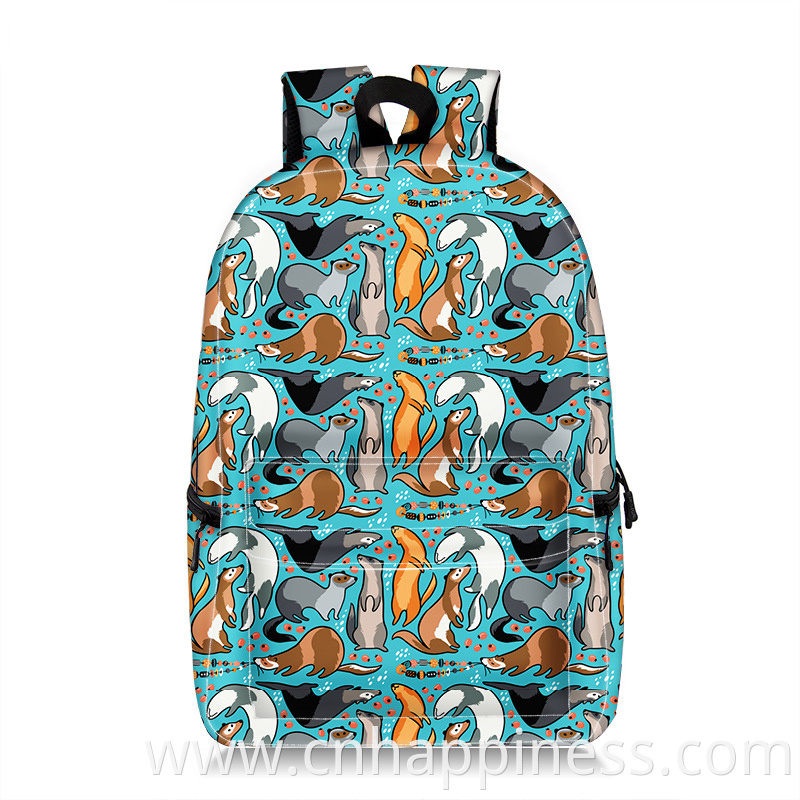 Wholesale blank sublimation full print waterproof backpacks zoo animal shoulders backpack school bag
